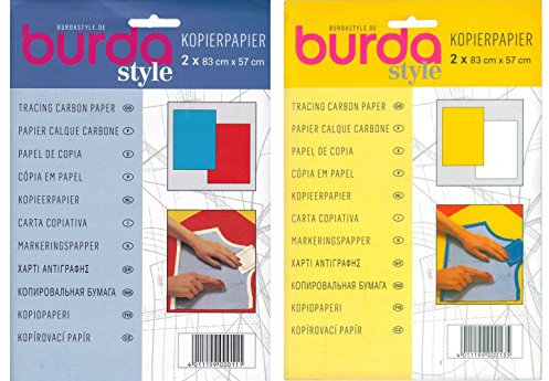 Papier carbone Burda bleu/rouge/jaune/blanc - Lot de 2