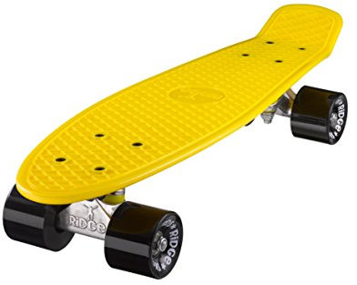 Ridge Skateboard 55 cm Mini Cruiser Retro Stil In M Rollen Komplett U Fertig Montiert Gelb Schwarz,