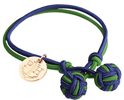 PAUL HEWITT Damen Knotenarmband Knot - Armband Frauen in Marineblau-Grün, Armband Damen mit Anker-Charm aus IP-Edelstahl (Roségold)