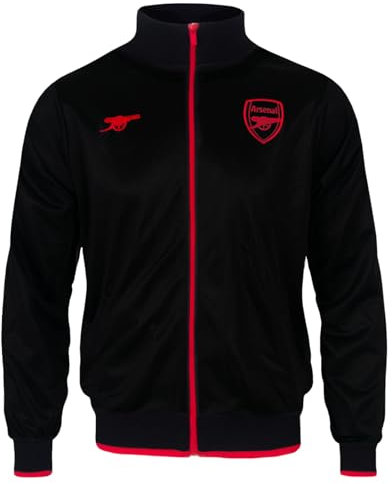 FC Arsenal Herren Retro-Trainingsjacke - Fußballgeschenk - 100% Polyester - Schwarz - S