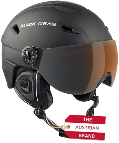 Black Crevice Erwachsene Skihelm Silvretta, mit Visier, schwarz/weiß, L