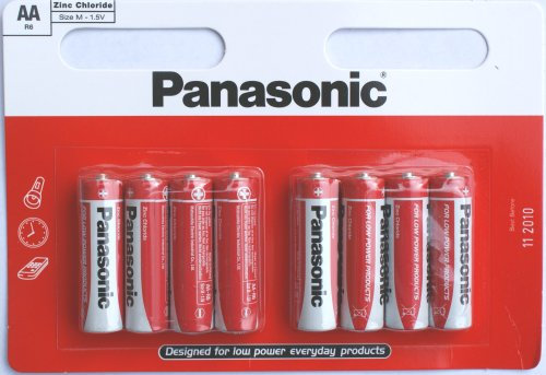 PANASONIC AA Zinc Chloride Red Color Disposable Batteries R6 - Pack of 4, 200 g