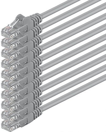 2m - gris - 10 piezas - Cable de red Ethernet con conectores RJ45 CAT6 CAT 6 Cat.6 1000 Mbit/s