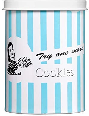 Premier Housewares 507914 Candy Stripe Cookie Canister - Blue H18 x W15 x D15cm