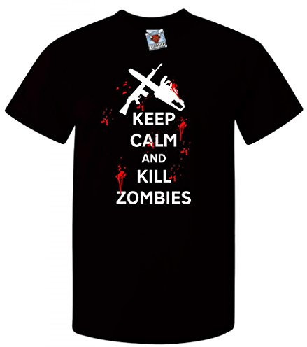 Reality Glitch Men's Keep Calm and Kill Zombies T-Shirt. (Medium, Black)