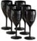 Set of 6 x Modern Gloss Black Polycarbonate 350ml Wine Glasses - Virtually Unbreakable