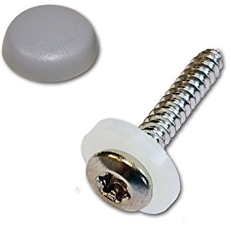 500 Fensterbankschrauben mit Abdeckkappen und Dichtscheibe Edelstahl A2 - Torx (TX) - inkl. Abdeckkappen grau