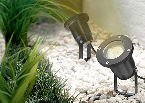 Trango 1-flammig 3078B IP65 LED Gartenstrahler aus Alu-Druckguss Außenleuchte inkl. je 1x GU10 LED Leuchtmittel & 2m Zuleitungskabel Teichlampe, Gartenleuchte, Außenlampe, Außenstrahler