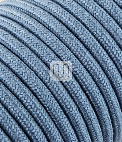 Cavo elettrico tondo rotondo rivestito in tessuto colorato Filato Grezzo Azzurro Avio 3 metri 3x0,75 per lampadari, lampade, abat jour, design. Made in Italy!