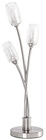 LITECRAFT Macti Decorative 3 Light Table Lamp Cut Glass Shade in Satin Nickel