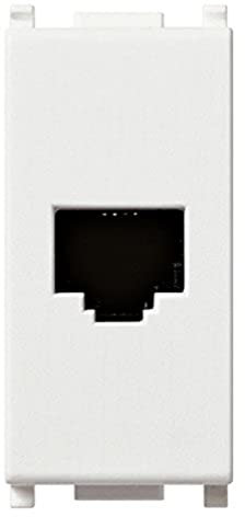 Vimar 14320 Telefon-Steckdose RJ11, 6-Position 4-Kontakt (6/4), Anschlussklemme, serie Plana, weiß
