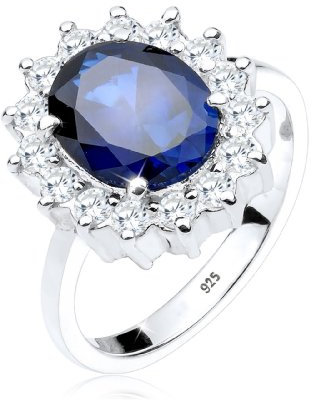 Elli Ring Damen Cocktail Saphirblau Zirkonia Kristalle in 925 Sterling Silber