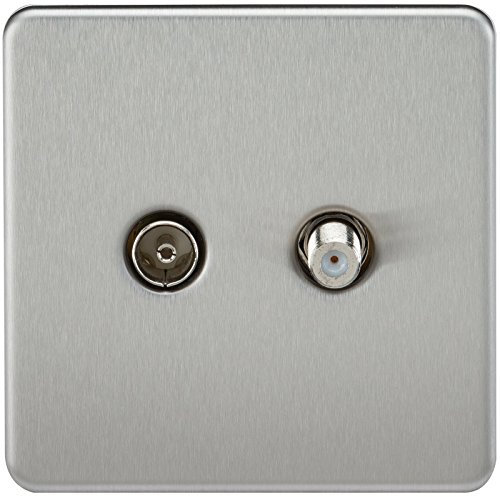 Knightsbridge SF0140BC (Isolated) Screwless Sat Tv Outlet, Brushed Chrome