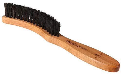 LIERYS Hutbürste zur Reinigung von Filzhüten - Bürste aus Holz - kleine Reinigungsbürste mit Schweineborsten - ergonomisch gebogener Griff - Trockenreinigung für den Hut schwarz