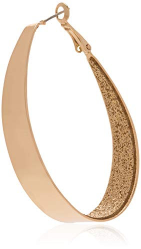 Guess Pendientes de aro grandes con purpurina ovalada, Talla única, Plata