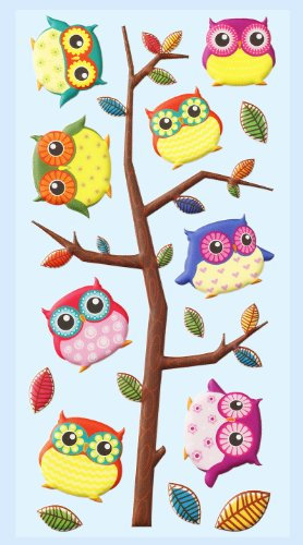 CREApop® Softy-Sticker Eulen,Bogen 17,5 x 9 cm