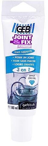 GEB Mastic JOINT & FIX 100 ml pour réaliser des joints étanches, fixer sans percer, réaliser des collages sur tous matériaux - 100% invisible