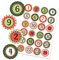 Papierdrachen 24 Adventskalender Zahlen Sticker - rot grüne Sterne Nr 17 - Aufkleber 4 cm - zum Basteln und Dekorieren