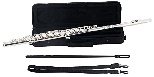 Classic Cantabile FL-200 Querflöte versilbert - Professionelles Einsteigerinstrument aus Neusilber - Leichtgängige E-Mechanik und Ansprache mit akkurater Intonation - Inkl. Wischerstab und Etui