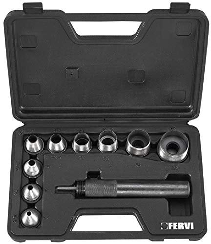 Fervi 0081 Set de 9 Emporte-pièces à frapper au marteau, avec manche de 5 – 32 mm -