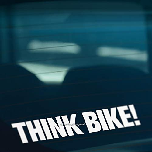 HastingsDesigner 2x THINK BIKE Motorcycle Car Van Window Bumper Vinyl Decal Stickers (White)