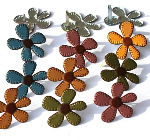 Eyelet Outlet Shape Brads 12/Pkg-Stitched Flowers - Fall