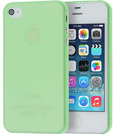 doupi UltraSlim Hülle kompatibel für iPhone 4 / 4S, Ultra Dünn Fein Matt Handyhülle Cover Bumper Schutz Schale Hard Case Taschenschutz Design Schutzhülle, grün