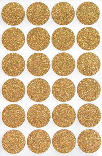 Klebepunkte Glitzer Gold 25 mm runde Aufkleber – Größe 2,5 cm Sticker 120 Vorteilspack von Royal Green