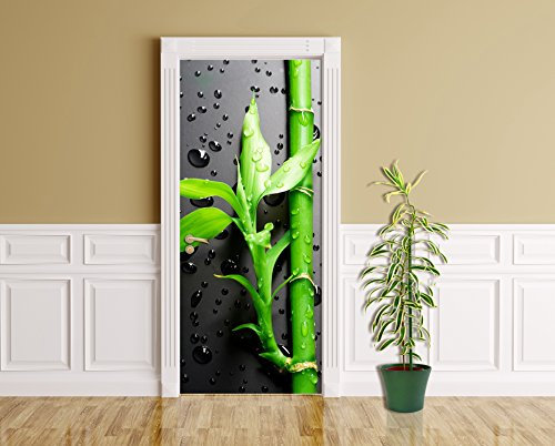 Bilderdepot24 Türtapete Frischer Bambus II 90 x 200 cm - einteilig Türaufkleber Türfolie Türposter - Asien Pflanze Natur Gewächs grün