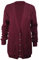 New Womens Everyday Long Sleeve Button Top Ladies Chunky Aran Cable Knit Grandad Cardigan Burgundy Maroon Size 8 10