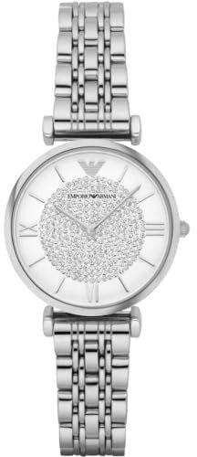 Emporio Armani Uhr für Damen , Zweizeiger Uhrwerk, 32mm Silbernes Edelstahlgehäuse mit Edelstahlarmband, AR1925