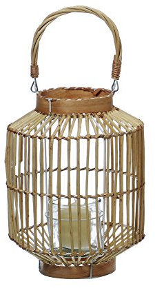 Windlicht aus Weide mit Henkel Asia 34cm