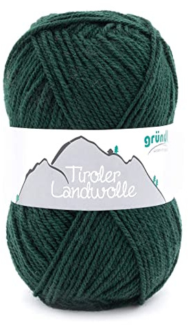 Gründl Tiroler Landwolle,Trachtenwolle,100 gr. 60% Wolle 40% Polyacryl, (09 tanne)