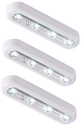 [New Generation] Ilyever Set of 3 Touch-Activated Stick-on Super Bright 4-Led Battery-0perated Touch Tap Light for Attic Basement Garage Cellar Path Stairs
