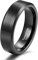 Titaniumcentral Damen Herren Ringe aus Wolframcarbid Gebürstet Schwarz Verlobungsringe Trauringe(Schwarz(6mm),62 (19.7))