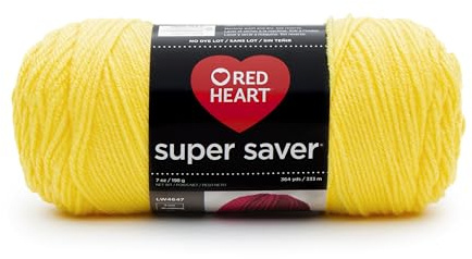 Red Heart Super Saver Yarn, Acrylic, Bright Yellow, 22.86 x 7.62 x 7.62 cm