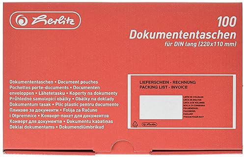 Herlitz 792705 Dokumententasche DL 100er Packung selbstklebend