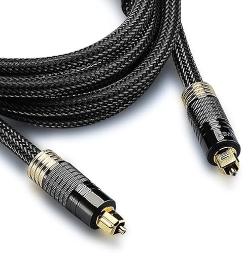 FosPower - 3m Toslink optisches audiokabel | toslink Kabel | Digital Audio Kabel | Lichtwellenleiter-Kabel | Premium QUALITÄT | 24K Vergoldet | Abgeschirmt | Nylonmantel