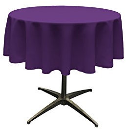 LA Linen Popeline, runde Tischdecke, Polyester, lila, 130 cm