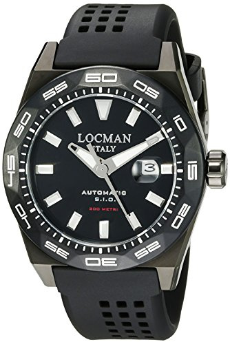 Locman Italy Herren-Armbanduhr 0215V4-KKCKNKS2K, Stealth, 300 Metri, Analoganzeige, automatisch, selbstaufziehend, Schwarz
