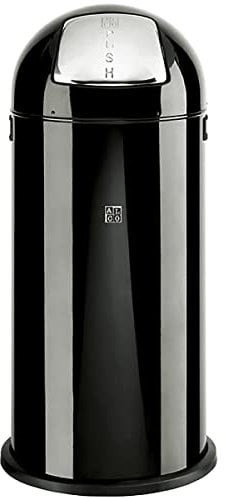 Abfallsammler mit Push-Klappe, 52 Liter, mit Push-Klappe, 84cm hoch, schwarz