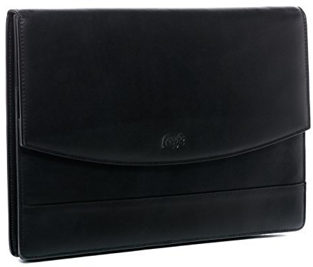 FERGÉ Aktenmappe DIN A5 echt Leder - Schreibmappe TODD M - Dokumentenmappe mit - Lederanhänger Herren und Damen schwarz handgefertigt