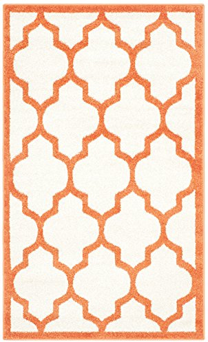 SAFAVIEH Amherst Collection Accent Rug - 3' x 5', Beige & Orange, Moroccan Trellis Design, Non-Shedding & Easy Care, Ideal for High Traffic Areas in Entryway, Living Room, Bedroom (AMT420F)