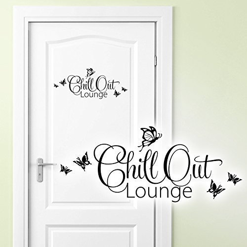 Grandora Wandtattoo Chill Out Lounge I weiß (BxH) 28 x 12 cm I Türaufkleber Schlafzimmer Kinderzimmer Sticker Aufkleber Wandaufkleber Wandsticker W882