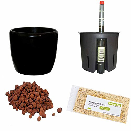 happy nature Set5 Blumentopf Venus schwarz 18/12 Ø 20cm H 13.5cm+KT+WA+BT+HD50