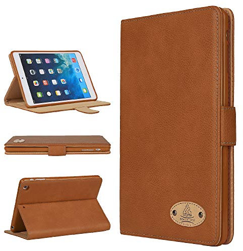 Gorilla Tech Étui à rabat en cuir de luxe véritable avec support et design de logo de la marque pour tous les modèles de IPad Apple iPad Pro 12.9 marron foncé