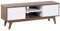 Porta TV in Legno Scuro Mensola Portaoggetti Bianca 53 x 142 x 40 cm