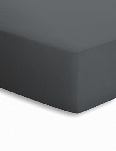 schlafgut Mako-Jersey Basic Spannbetttuch, Baumwolle, Titan, 200 x 100 cm