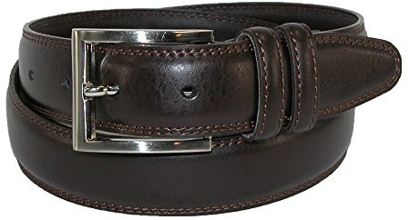 Aquarius Men's Big & Tall Leather Padded Belt with Satin Buckle, 48, Brown