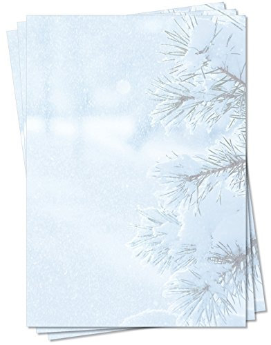 LYSCO Motivpapier Briefpapier Winterlandschaft DIN A4 25 Blatt Hochwertiges Offsetpapier 90g/m² Grammatur Hervorragende Qualität Für alle Drucker/Kopierer geeignet Einseitig bedruckt Weiß
